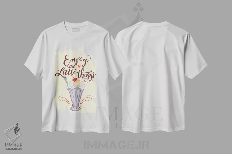 تیشرت سفید طرح دار از چیزهای کوچک لذت ببر، دست نقاشی و طراحی دستی اثر لیلی و ول | immage.ir