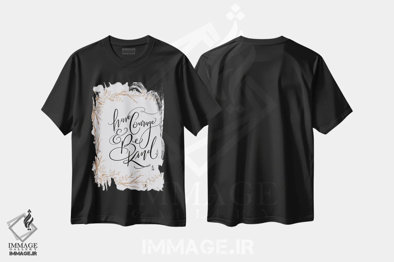 تیشرت مشکی طرح دار شجاع باش و مهربان، دست نقاشی و طراحی دستی اثر لیلی و ول | immage.ir