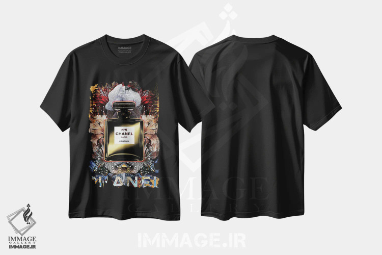 تیشرت مشکی طرح دار شماره ۵، هنر فاخر معاصر اثر لولیتا لورنزو | فروشگاه ایماژ