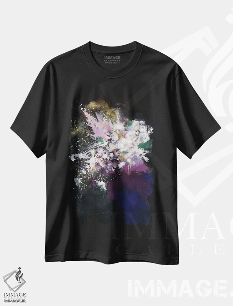 تیشرت مشکی طرح دار ستاره های پرتابی، آبستره اثر لورا مِی دوریس | immage.ir