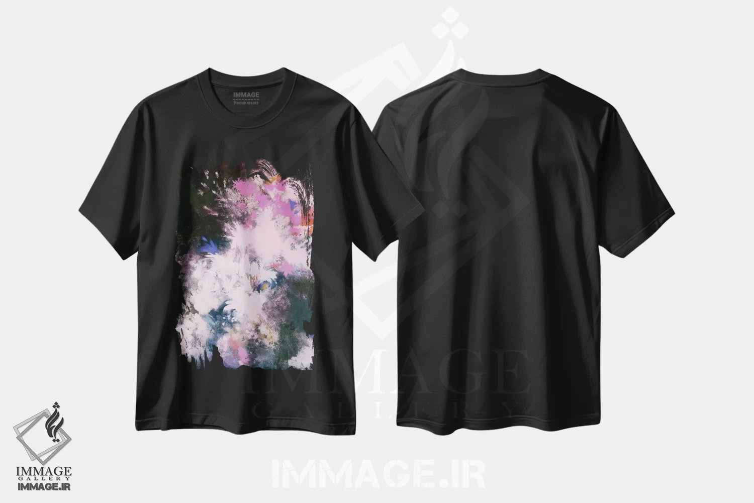 تیشرت مشکی طرح دار شکوفه های میان ستاره ای، آبستره اثر لورا مِی دوریس | immage.ir