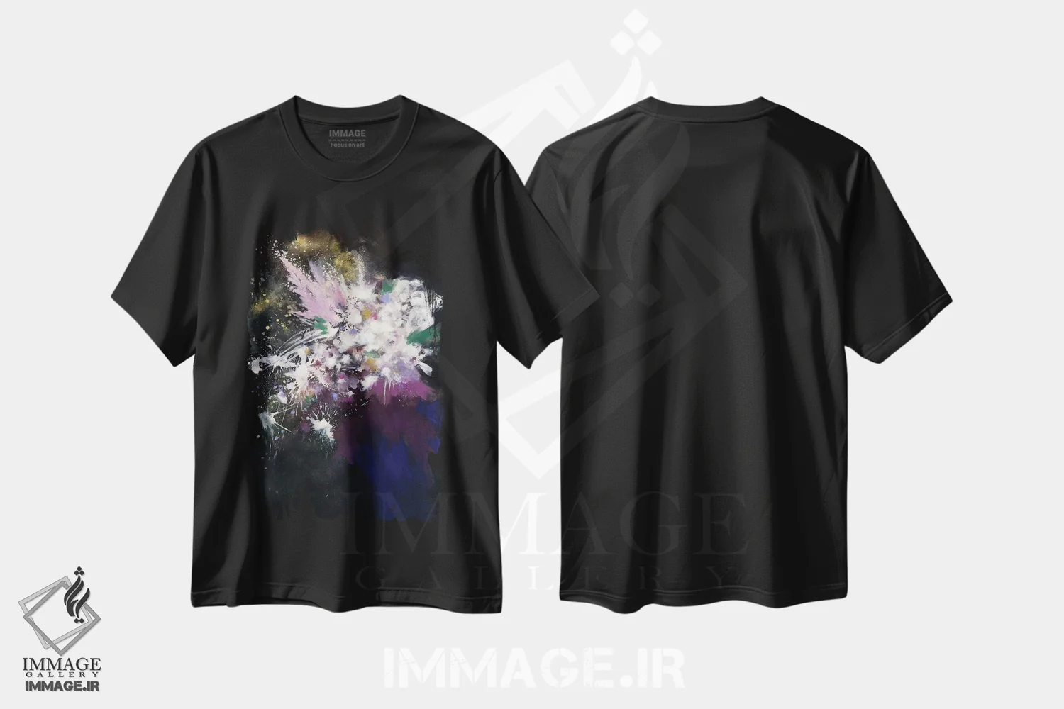 تیشرت مشکی طرح دار ستاره های پرتابی، آبستره اثر لورا مِی دوریس | immage.ir