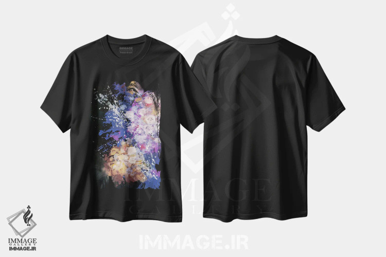 تیشرت مشکی طرح دار انفجار شفق، آبستره اثر لورا مِی دوریس | فروشگاه ایماژ