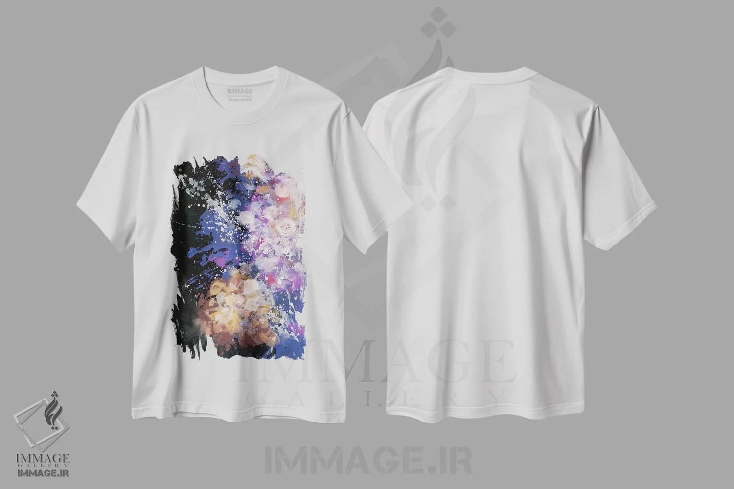 تیشرت سفید طرح دار انفجار شفق، آبستره اثر لورا مِی دوریس | immage.ir