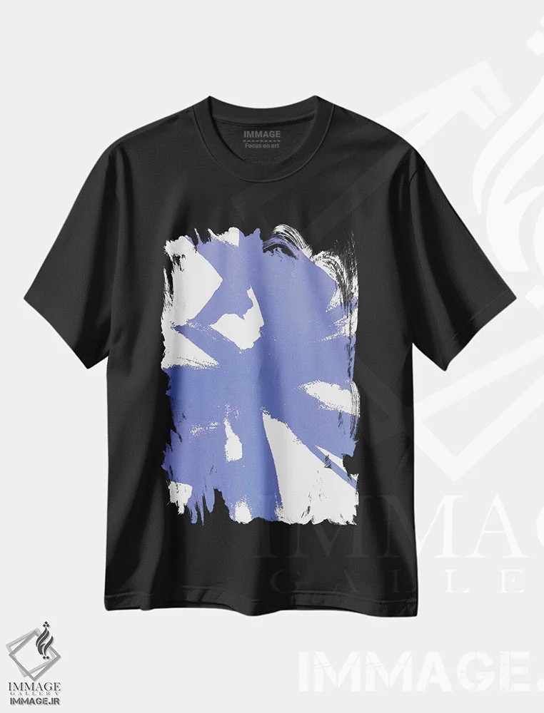 تیشرت مشکی طرح دار طرح انتزاعی ۵ اثر لورا مِی دوریس | فروشگاه ایماژ
