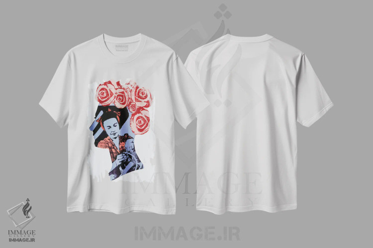 تیشرت سفید طرح دار رُزی، هنر فاخر معاصر اثر لورا مِی دوریس | immage.ir