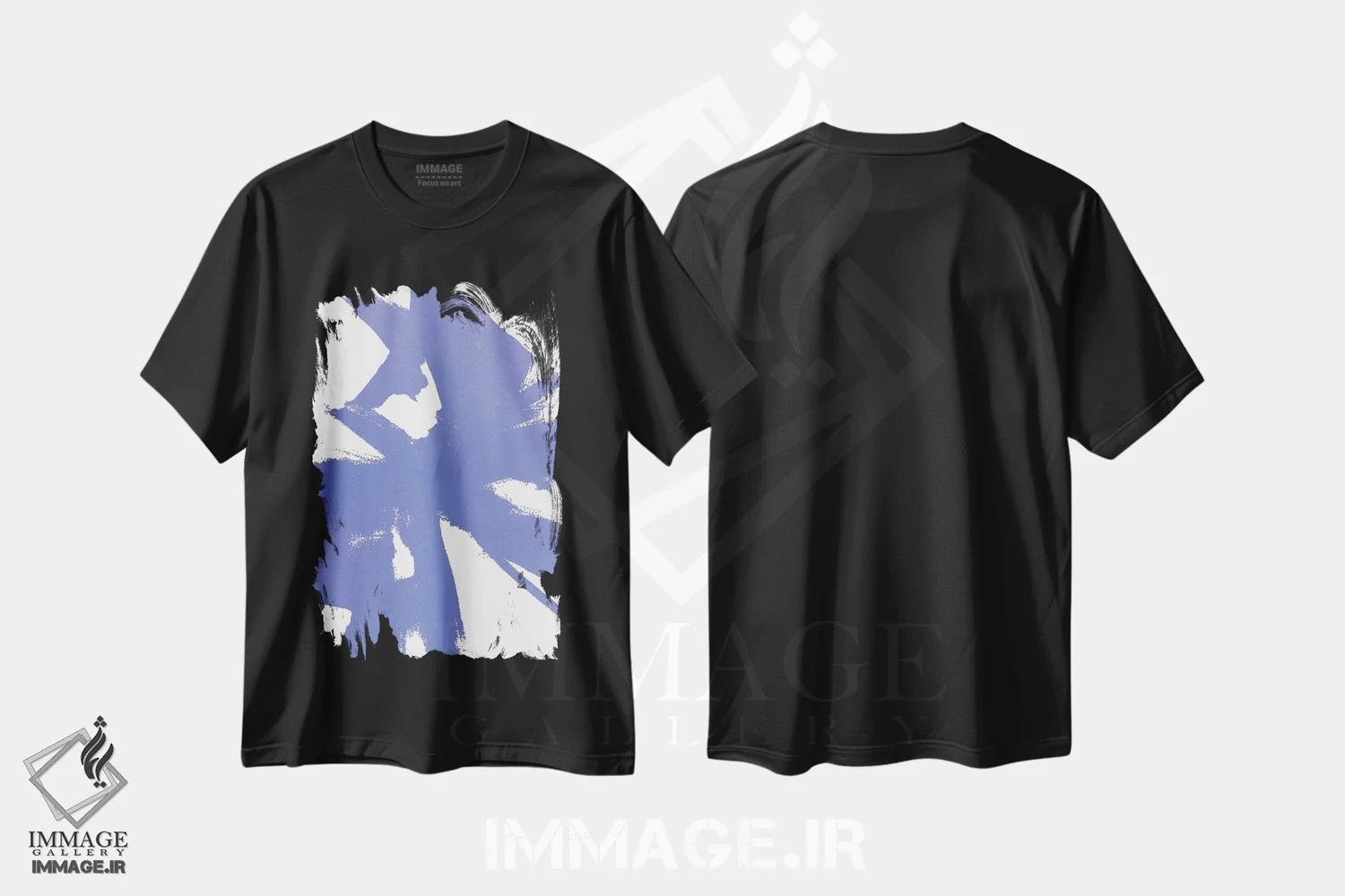 تیشرت مشکی طرح دار طرح انتزاعی ۵ اثر لورا مِی دوریس | فروشگاه ایماژ