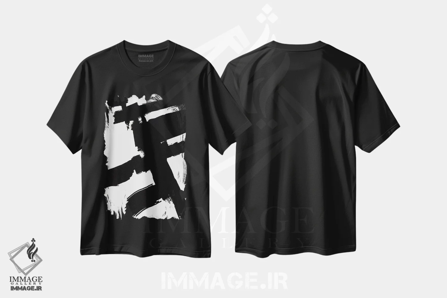 تیشرت مشکی طرح دار طرح انتزاعی ۷ اثر لورا مِی دوریس | فروشگاه ایماژ