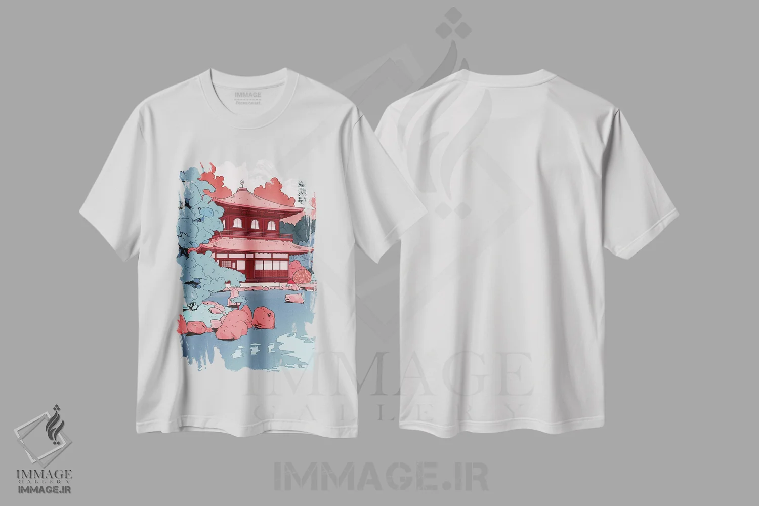 تیشرت سفید طرح دار Japan,معبد گینکاکوجی، ژاپن، انیمه اثر لوسی میشل | فروشگاه ایماژ