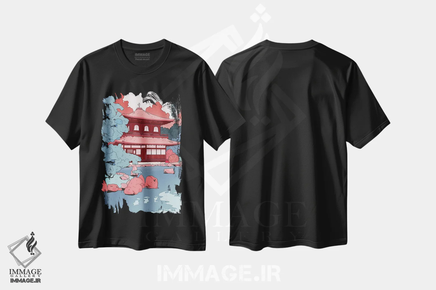 تیشرت مشکی طرح دار Japan,معبد گینکاکوجی، ژاپن، انیمه اثر لوسی میشل | immage.ir