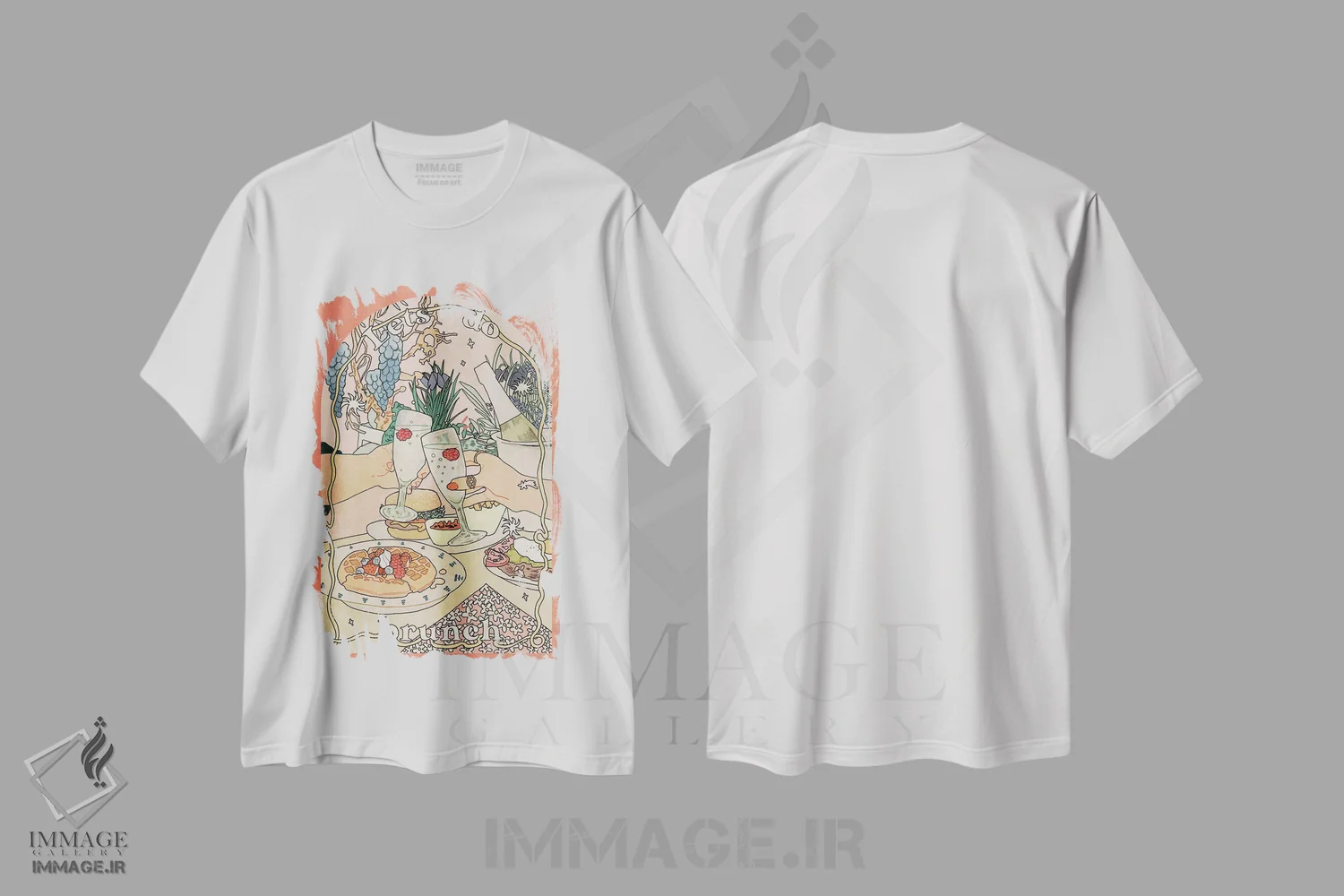 تیشرت سفید طرح دار بیا ناهار دیرهنگام بخوریم، انیمه اثر لوسی میشل | فروشگاه ایماژ
