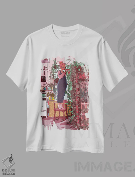 تیشرت سفید طرح دار مراقبت از خود، انیمه اثر لوسی میشل | immage.ir