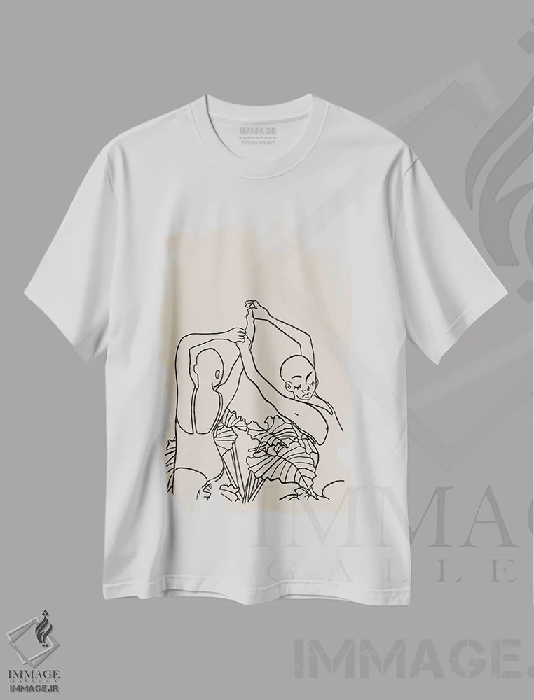 تیشرت سفید طرح دار رقصندگان، دکور بوهمی اثر لوسی میشل | immage.ir