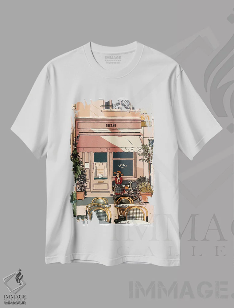 تیشرت سفید طرح دار تریتار، انیمه اثر لوسی میشل | immage.ir