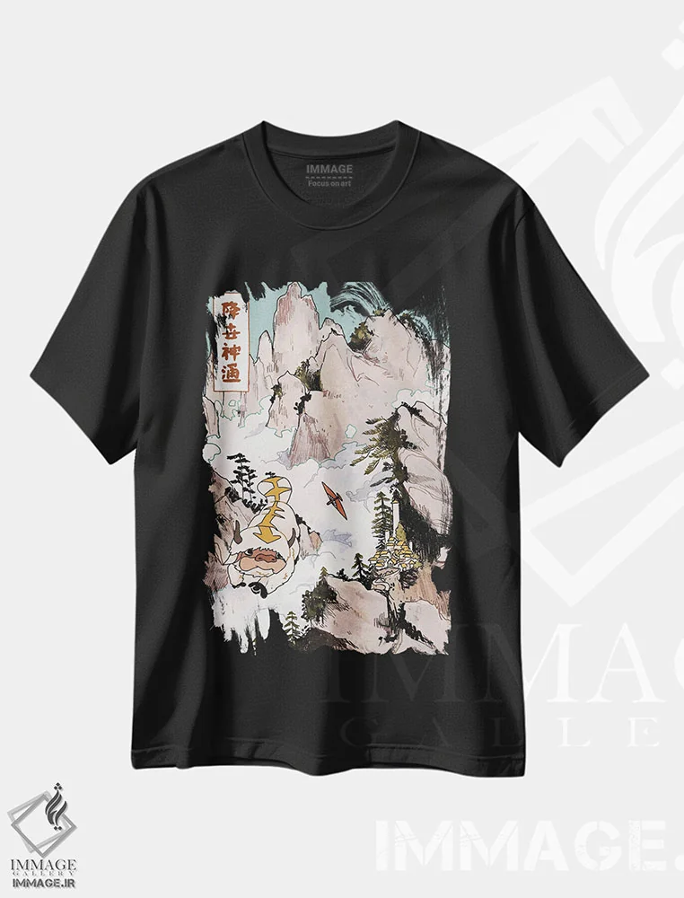 تیشرت مشکی طرح دار آپّا در کوه ها، انیمه اثر لوسی میشل | فروشگاه ایماژ