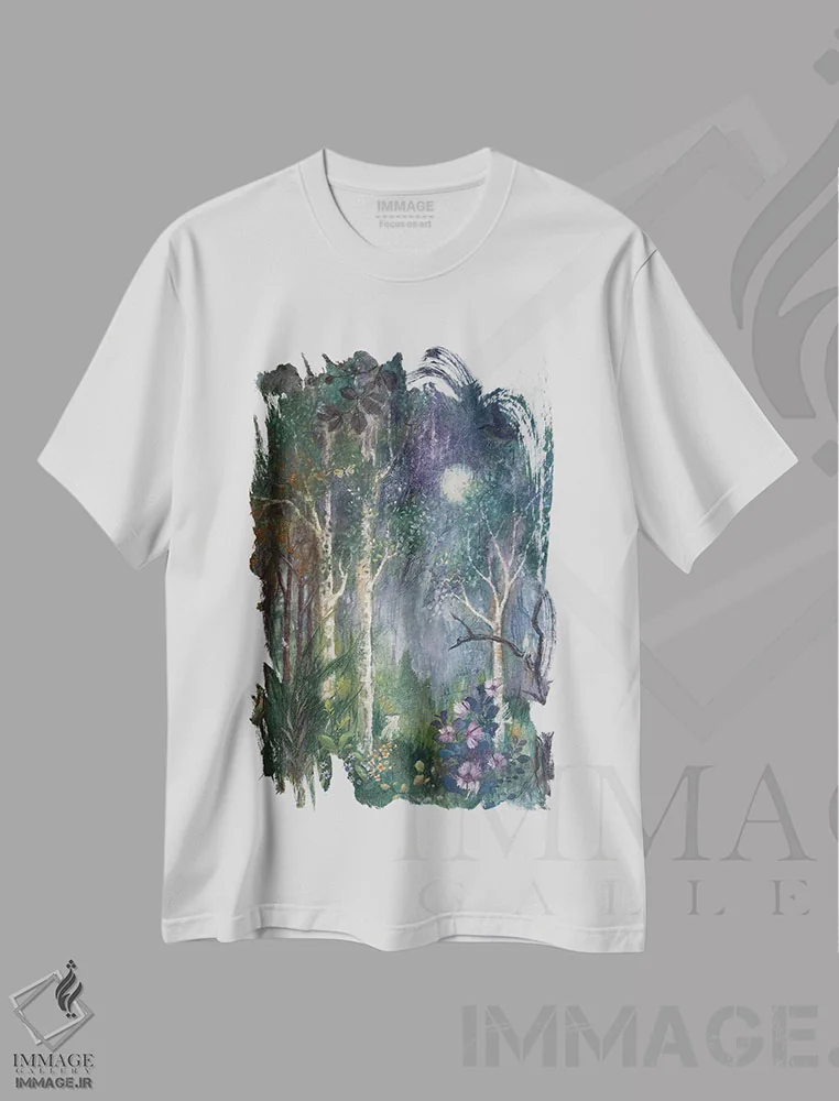 تیشرت سفید طرح دار خرگوش ماه، تزئینی اثر لیزا مری کیندلی | immage.ir