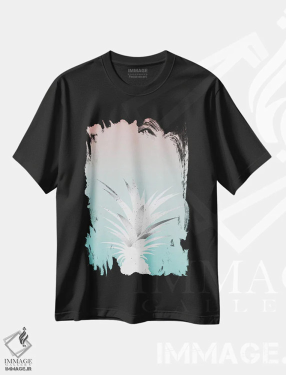 تیشرت مشکی طرح دار آناناس، دکور ساحلی اثر لیمُو | فروشگاه ایماژ