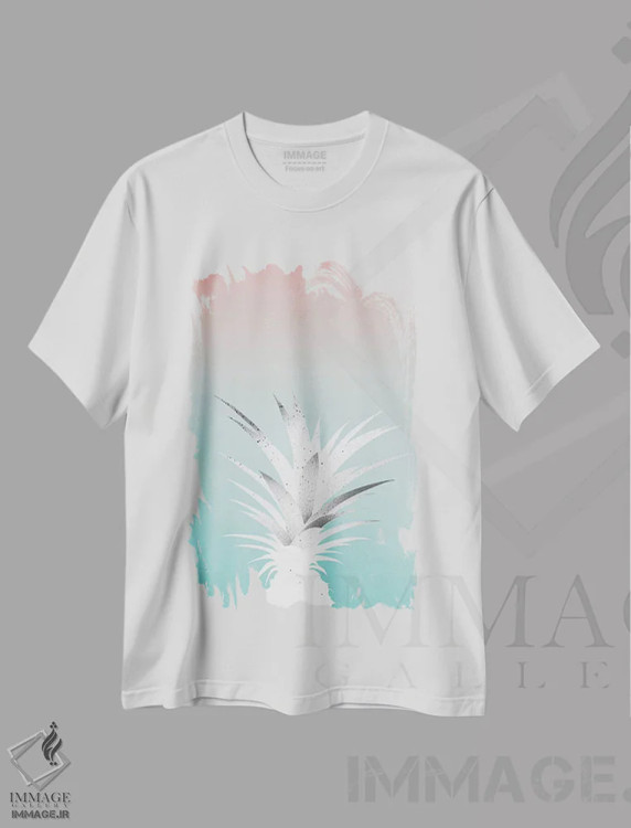 تیشرت سفید طرح دار آناناس، دکور ساحلی اثر لیمُو | immage.ir