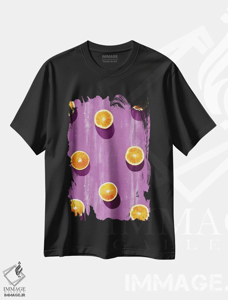 تیشرت مشکی طرح دار میوه ۵-۱، هنر فاخر معاصر اثر لیمُو | فروشگاه ایماژ