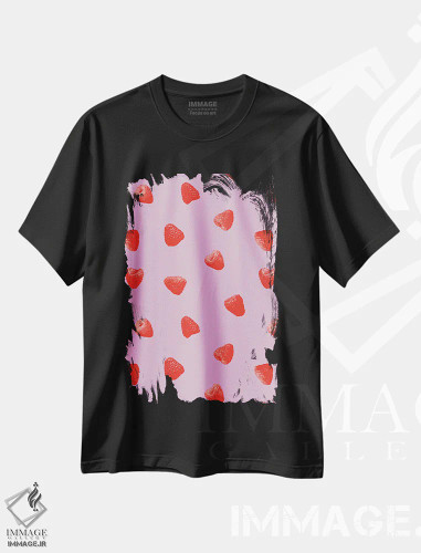 تیشرت مشکی طرح دار بهشت تمشک ها، هنر فاخر معاصر اثر لیمُو | فروشگاه ایماژ