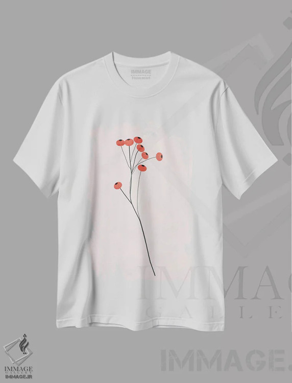 تیشرت سفید طرح دار میوه های زمستانی، تزئینی اثر لیمُو | immage.ir