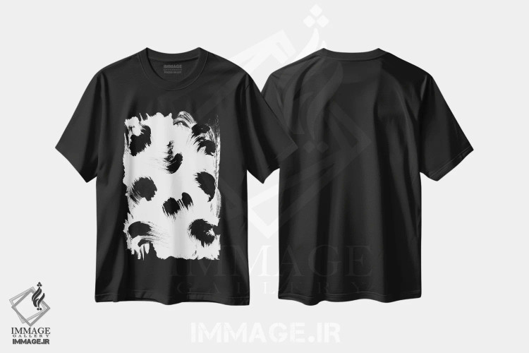 تیشرت مشکی طرح دار قلم مو، آبستره اثر لیمُو | immage.ir