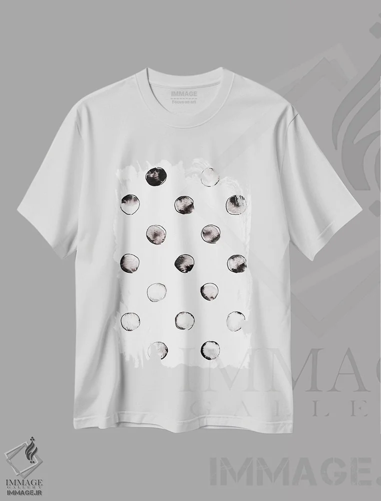 تیشرت سفید طرح دار "دایره ها"، آبستره اثر لیمُو | فروشگاه ایماژ