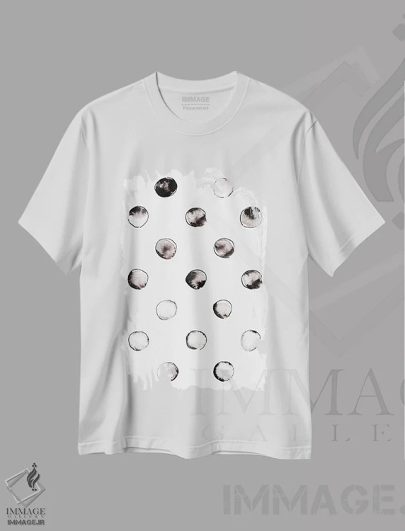 تیشرت سفید طرح دار "دایره ها"، آبستره اثر لیمُو | فروشگاه ایماژ