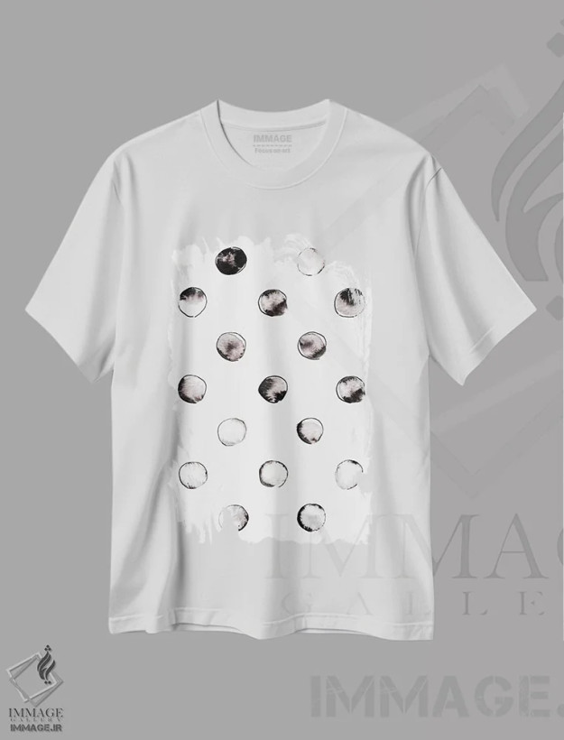 تیشرت سفید طرح دار "دایره ها"، آبستره اثر لیمُو | فروشگاه ایماژ