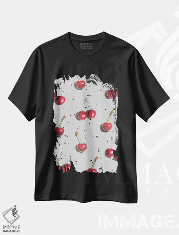 تیشرت مشکی طرح دار "میوه ۱"، هنر فاخر معاصر اثر لیمُو | فروشگاه ایماژ