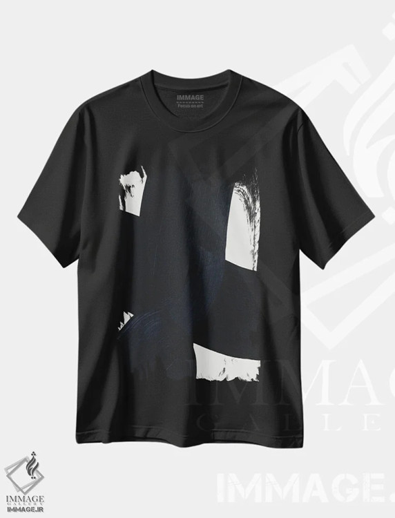 تیشرت مشکی طرح دار "امواج ۳" اثر لیمُو | immage.ir