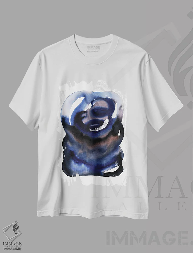 تیشرت سفید طرح دار "آبی برلین" اثر لیمُو | فروشگاه ایماژ