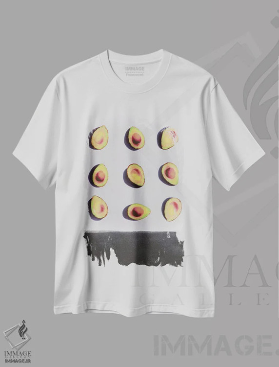 تیشرت سفید طرح دار "میوه ۲"، هنر فاخر معاصر اثر لیمُو | immage.ir