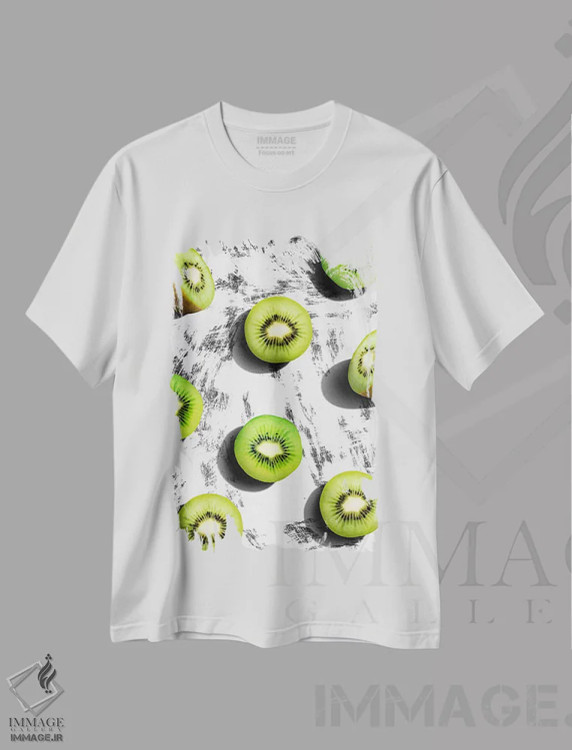 تیشرت سفید طرح دار "میوه ۳"، هنر فاخر معاصر اثر لیمُو | immage.ir