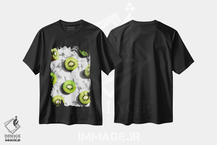 تیشرت مشکی طرح دار "میوه ۳"، هنر فاخر معاصر اثر لیمُو | فروشگاه ایماژ