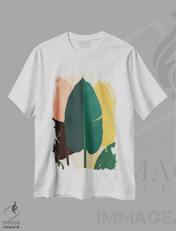 تیشرت سفید طرح دار "شاخ و برگ"، هنر دیجیتال اثر لیمُو | immage.ir