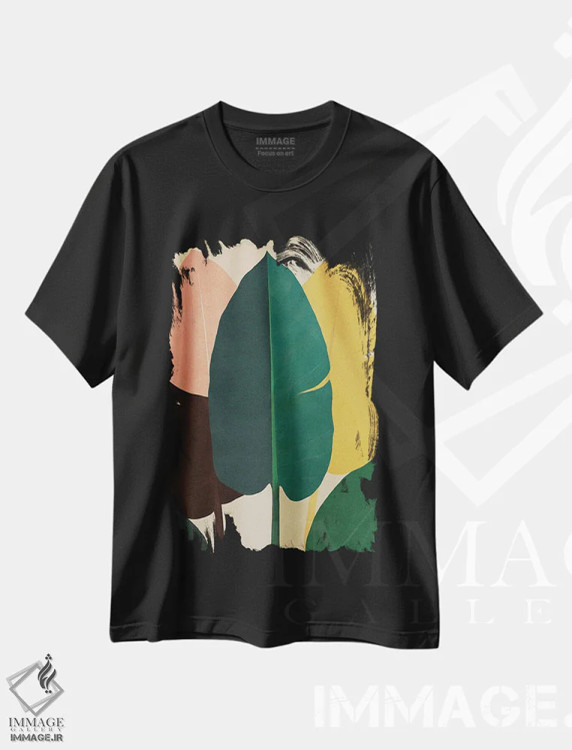 تیشرت مشکی طرح دار "شاخ و برگ"، هنر دیجیتال اثر لیمُو | فروشگاه ایماژ