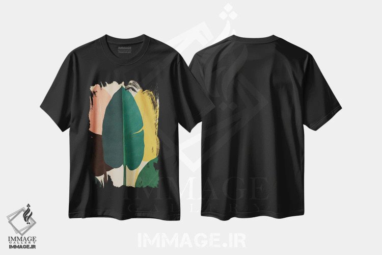 تیشرت مشکی طرح دار "شاخ و برگ"، هنر دیجیتال اثر لیمُو | فروشگاه ایماژ