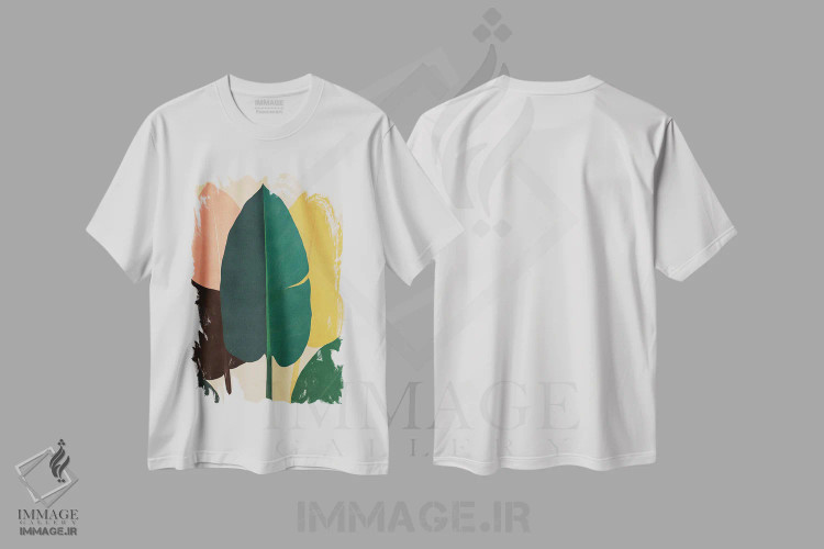 تیشرت سفید طرح دار "شاخ و برگ"، هنر دیجیتال اثر لیمُو | immage.ir