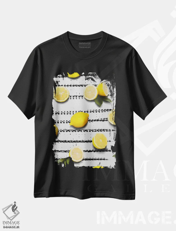 تیشرت مشکی طرح دار "میوه ۴"، هنر فاخر معاصر اثر لیمُو | فروشگاه ایماژ