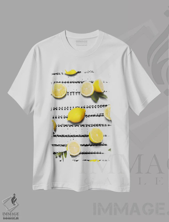 تیشرت سفید طرح دار "میوه ۴"، هنر فاخر معاصر اثر لیمُو | immage.ir