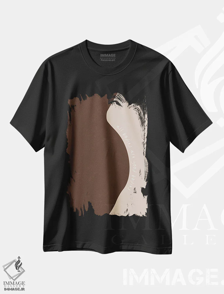 تیشرت مشکی طرح دار "همه بدن ها بدن های خوب اند" اثر لیمُو | فروشگاه ایماژ