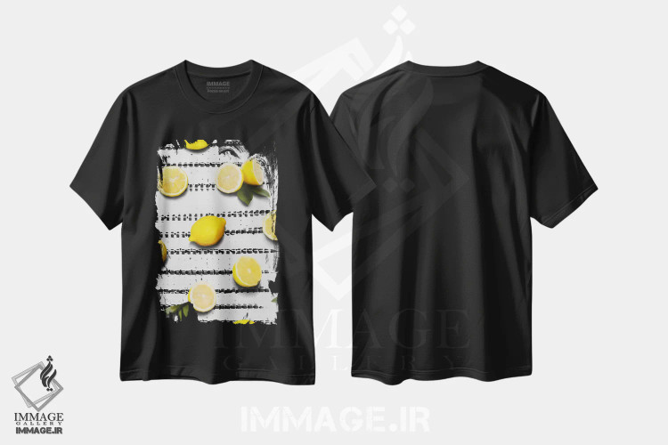 تیشرت مشکی طرح دار "میوه ۴"، هنر فاخر معاصر اثر لیمُو | فروشگاه ایماژ