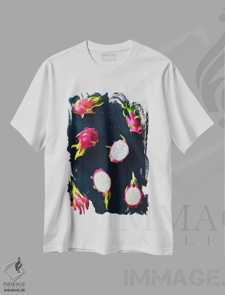 تیشرت سفید طرح دار "میوه ۷"، هنر فاخر معاصر اثر لیمُو | فروشگاه ایماژ