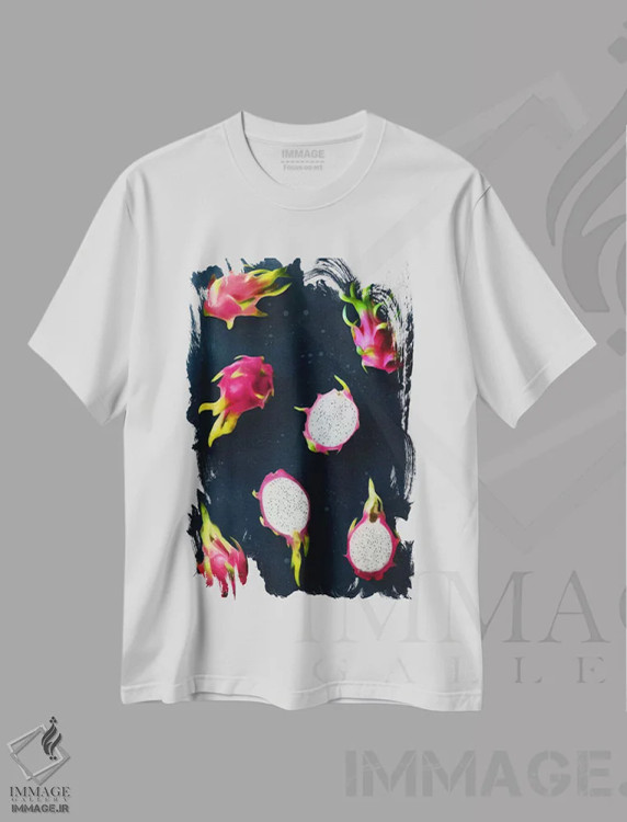 تیشرت سفید طرح دار "میوه ۷"، هنر فاخر معاصر اثر لیمُو | فروشگاه ایماژ