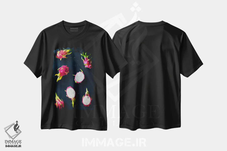 تیشرت مشکی طرح دار "میوه ۷"، هنر فاخر معاصر اثر لیمُو | immage.ir