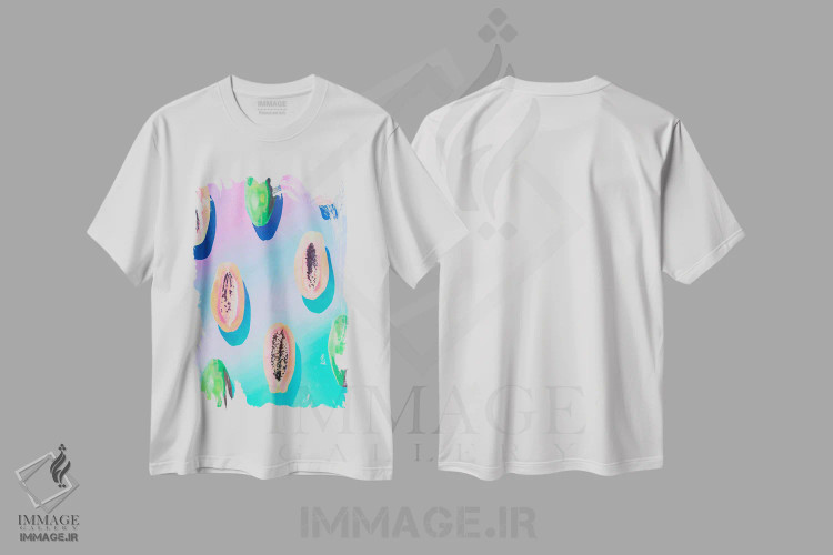 تیشرت سفید طرح دار "میوه ۱۱"، هنر فاخر معاصر اثر لیمُو | immage.ir
