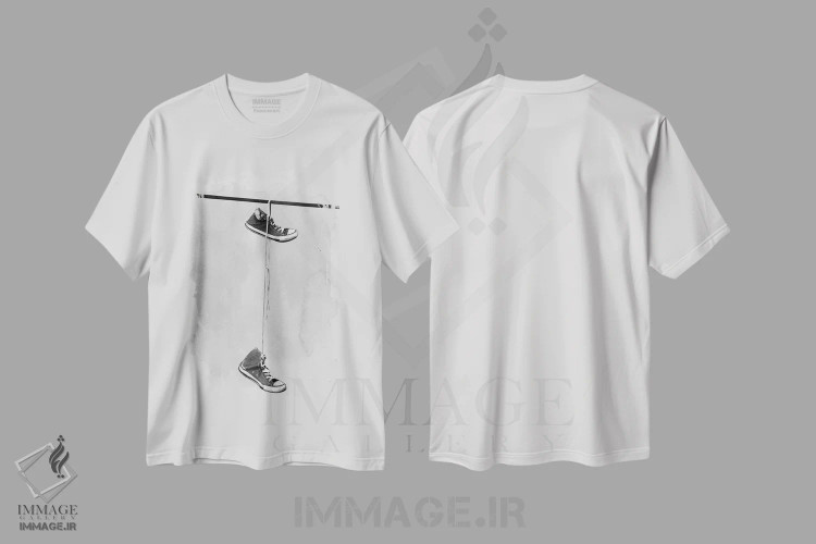تیشرت سفید طرح دار آویخته، تزئینی اثر لیمُو | فروشگاه ایماژ