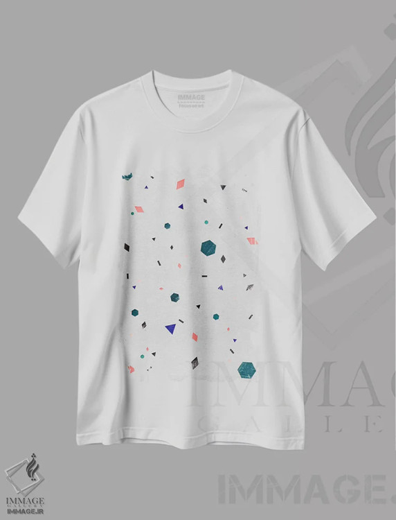 تیشرت سفید طرح دار هزارنگار، آبستره اثر لیمُو | فروشگاه ایماژ