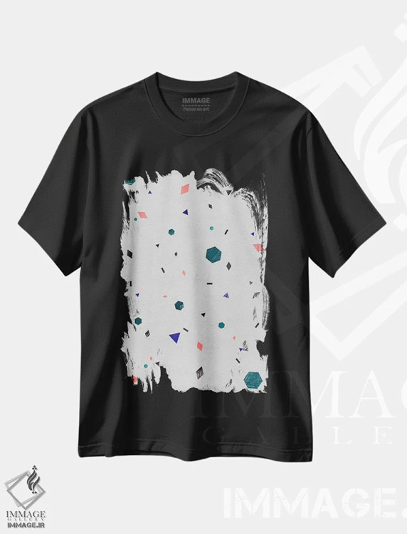 تیشرت مشکی طرح دار هزارنگار، آبستره اثر لیمُو | immage.ir